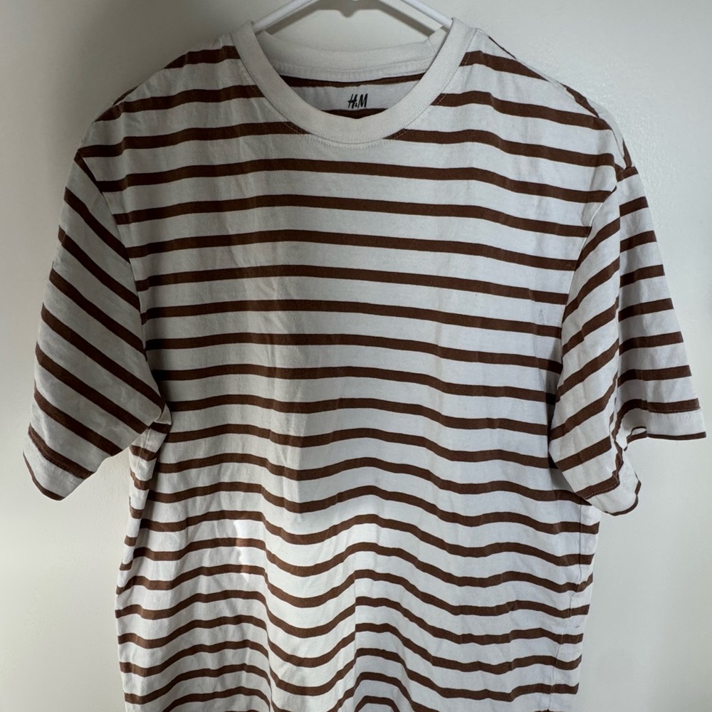 H&M Men's Brown Striped Shirt
